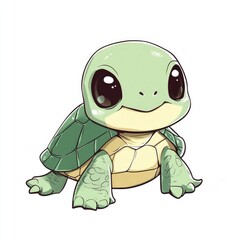 Obraz premium Adorable Turtle Doodle: Kawaii Anime Character for Coloring Fun - Cute Clipart Illustration