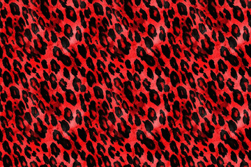 Seamless red and black watercolor leopard print pattern background