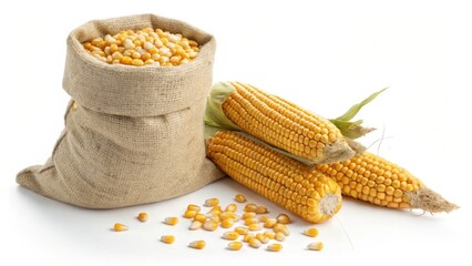 sack of corn isolated on a white background.