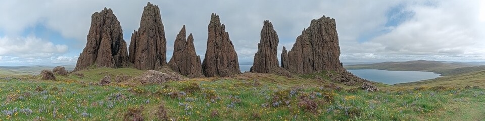 Majestic Old Man of Storr Rock Formations on Skye Island - Iconic Scottish Landscape, Rugged Mountains, Scenic Views, Natural Beauty, Hiking Destination