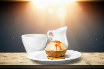 Delicious tasty sweet cake piece