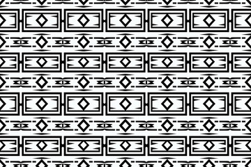 Seamless ndebele style South African black and white pattern background