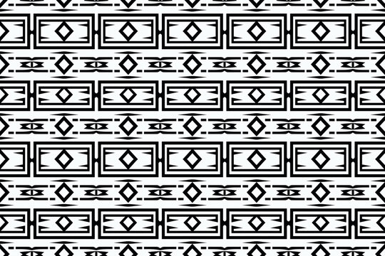 Seamless ndebele style South African black and white pattern background