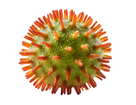 Close-up of a pollen grain with transparent background showing intricate details