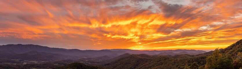Sunset on the Foothills Parkway, Great Smoky Mountains National Park, Tennessee.