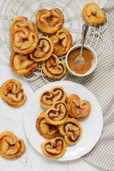  Cinnabon Traditional French puff pastry cookies palmiers.style hugge top veiw