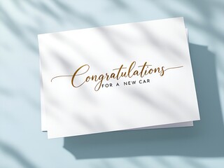 Congratulations on Your New Car - Elegant Gold Script on Light Blue Background