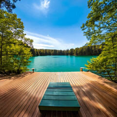 wooden bridge over lake