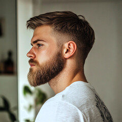 Fototapeta premium a handsome young guy with a well-groomed beard