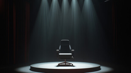 Spotlight on Elegance: Luxury Bus Chair on Pedestal in a Port City


