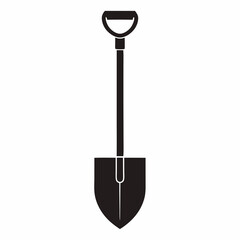 Silhouette of Garden Shovel Digging in Soil, Simple Vector Illustration for Gardening Designs and    © IconicWave