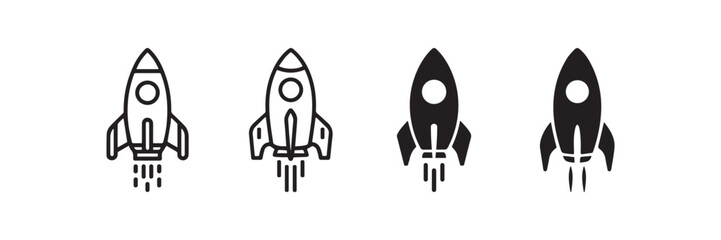 Rocket Launch Icon Set Space Startup and Technology Symbol Vector
