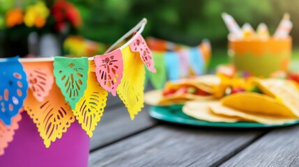 Fototapeta premium Colorful Decorations and Tasty Tacos for a Festive Celebration