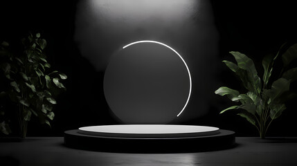 3d rendering illustration of a minimal design podium display for product presentation. Artistic Rendering Style. Illustration