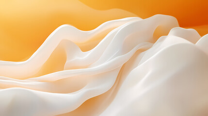 Fototapeta premium A soft, flowing abstract cloud composition with elegant white forms paired against vivid warm colors, representing calm and creativity in an artistic rendition. Artistic Rendering Style. Illustration