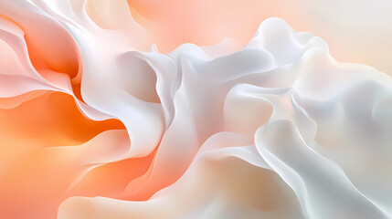 A soft, flowing abstract cloud composition with elegant white forms paired against vivid warm colors, representing calm and creativity in an artistic rendition. Artistic Rendering Style. Illustration