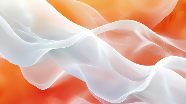 A soft, flowing abstract cloud composition with elegant white forms paired against vivid warm colors, representing calm and creativity in an artistic rendition. Artistic Rendering Style. Illustration
