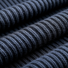 Blauer Rippstrick liegt in weichen Falten

