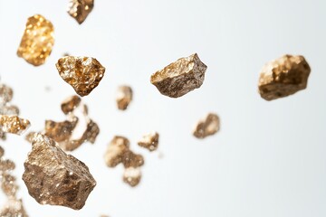 gold nuggets on white background 