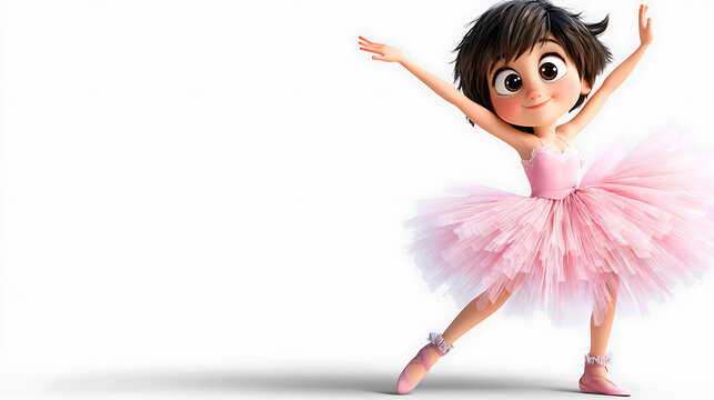 A cartoon girl in a pink tutu is dancing. generated using AI
