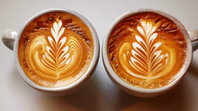Cups of coffee with designs on them