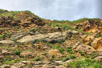 Landscape of Natural Rock Formation in Warm Earth Tones