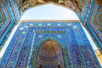 View of the Shah-i-Zinda Ensemble in Samarkand, Uzbekistan.