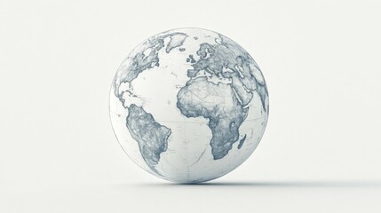Fototapeta premium Sketchy globe on white background; global connection concept