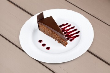 Delicious tasty sweet cake piece