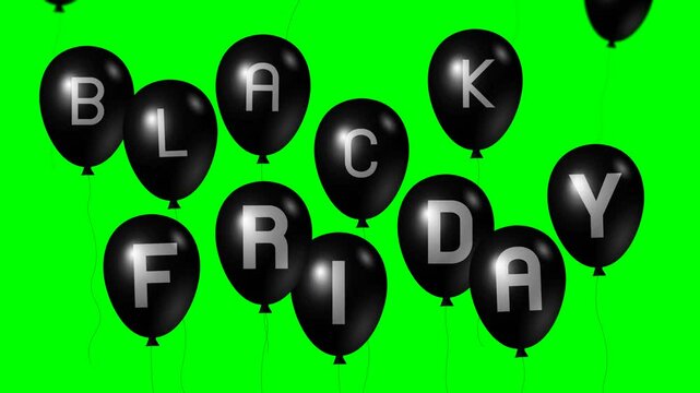 Black Friday sale design of ballons on green screen background Video 4k