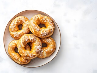 Naklejka premium Pretzels in plate on white background.Oktoberfest celebration concept