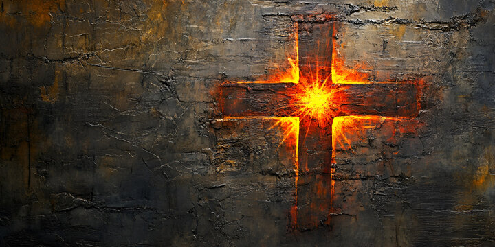 Abstract St. David’s Cross Glowing on a Rustic Texture for Welsh Heritage