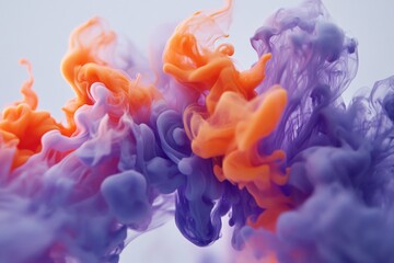 Fototapeta premium Dynamic orange and purple ink splash in water
