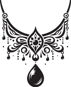 black ornate necklace pendant design clip art preview