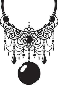 black necklace pendant ornate design clip art preview