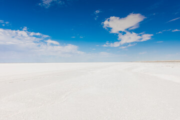 White salt marsh desert of the Aral Sea,  Uzbekistan