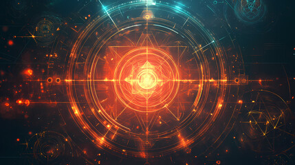 Fototapeta premium Mystical sacred geometry symbols background with alchemy and golden ratio elements for science and spirituality designs. alchemy. illustration. Alchemy & Magic Symbols. Illustration