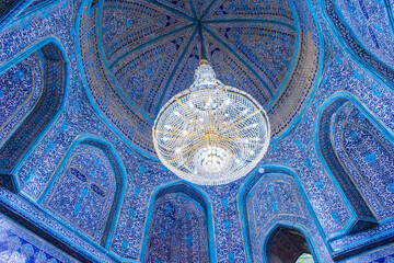 Azure dome in the madrasa of the Itchan Kala of Khiva, Uzbekistan