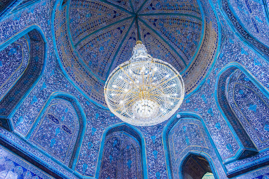 Azure dome in the madrasa of the Itchan Kala of Khiva, Uzbekistan