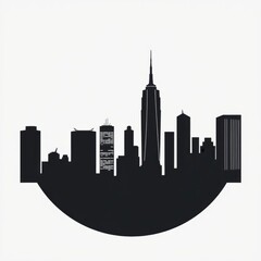 Fototapeta premium Stunning urban skyline silhouette at sunset with vibrant orange sky and sun silhouetted skyline cityscape architecture illustration building city vector