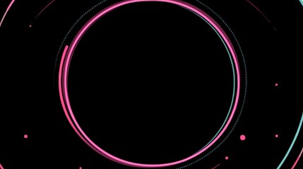 Obraz premium Pink neon circle, dark background, abstract design, video overlay
