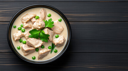 Delicious Bicol Express showcasing tender pork in coconut milk sauce with spicy green chilies on a rustic wooden table