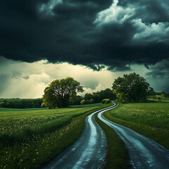 Fototapeta premium road through the field