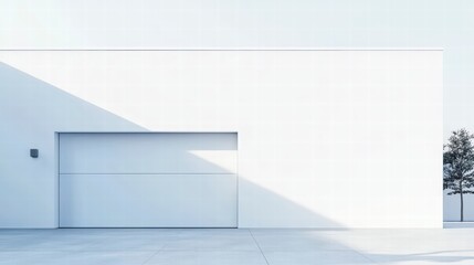 Fototapeta premium Minimalist Garage Architecture: A sleek, modern garage with clean lines, bathed in the soft glow of natural light, and adorned with a minimalist design.