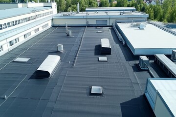 Fototapeta premium Modern flat roof covered with roofing felt