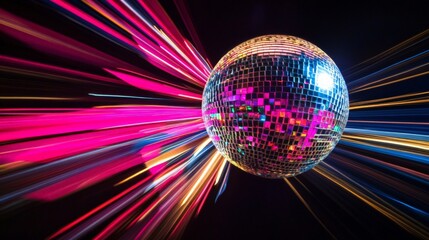 Vibrant Light Trails Surrounding Shimmering Disco Ball Effect