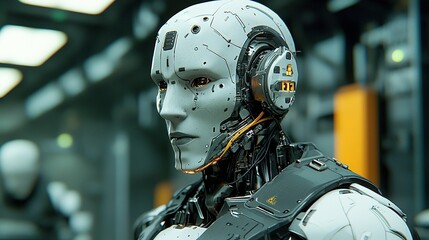 Fototapeta premium Automated ai-driven robotics revolutionizing manufacturing industrial facilities visual insights technology perspective