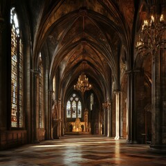 Fototapeta premium Grand Gothic church interior