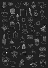 Vector Handdrawn Cute Icon 2 (black background)