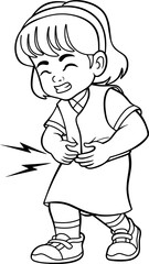 child has stomach ache line vector illustration isolated on white background